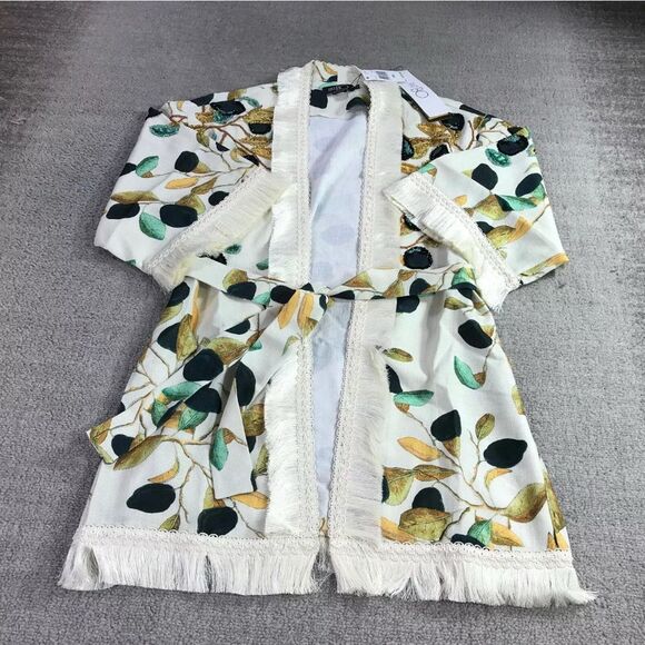 NWT 745.00 Patbo Fruta Print Beaded Kimono Jacket Cream / One Size - Picture 3 of 3